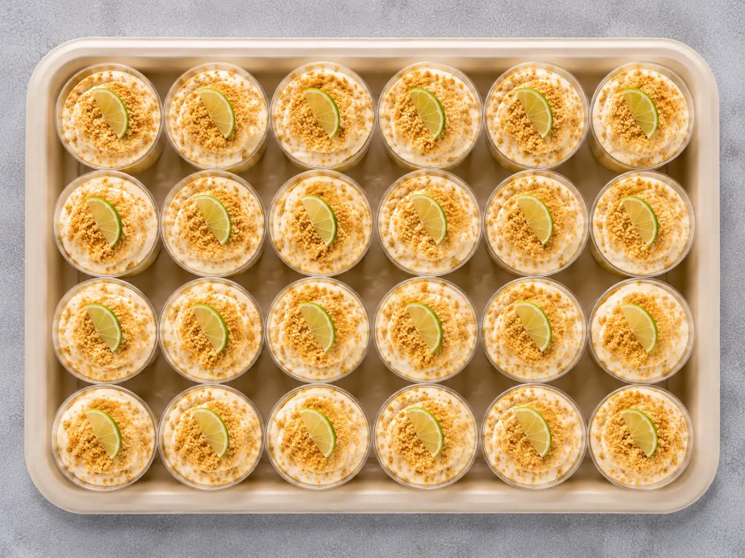 Mini lime Carlota dessert plate with individual servings